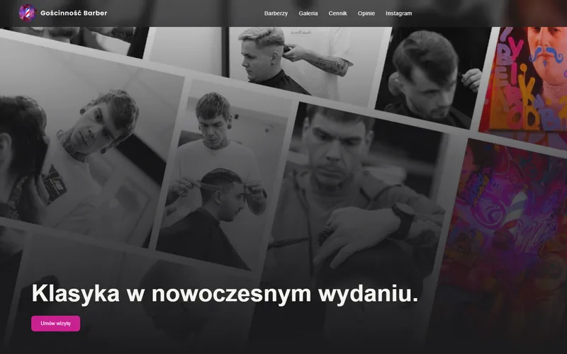 Strona Gościnność Barber na komputerze