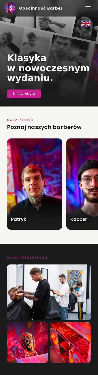 Strona Gościnność Barber na telefonie